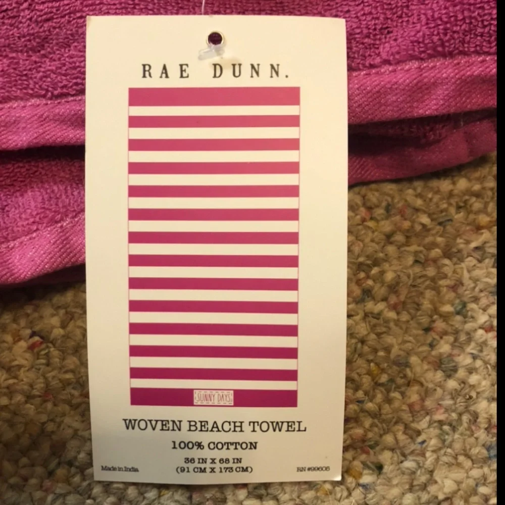 🆕 Rae Dunn SUNNY DAYS Striped Beach Towel